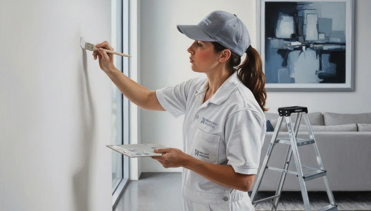 Painter applying paint touch-ups in Boulder, CO for a clean, color-matched finish