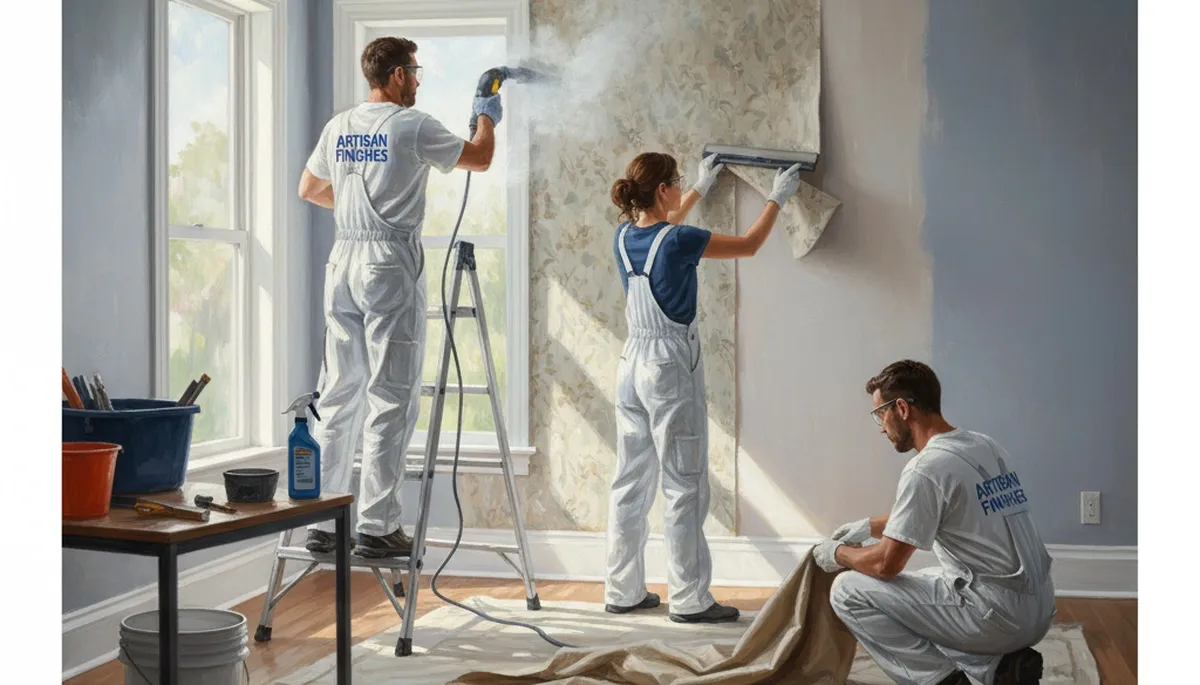 Wallpaper removal in Boulder, CO by Boulder Paint Pros for a clean, paint-ready wall finish